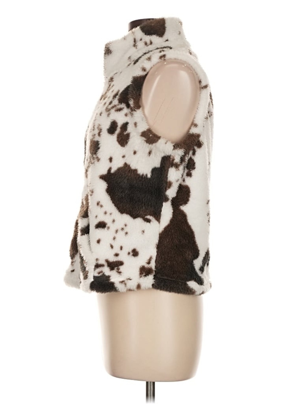Cozy Faux-Fur Cow Print Vest – Size Medium - Picture 5 of 6